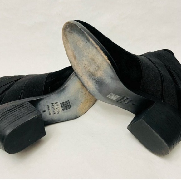 Eileen Fisher Willis Black Suede Elastic Strap Booties - Picture 5 of 5
